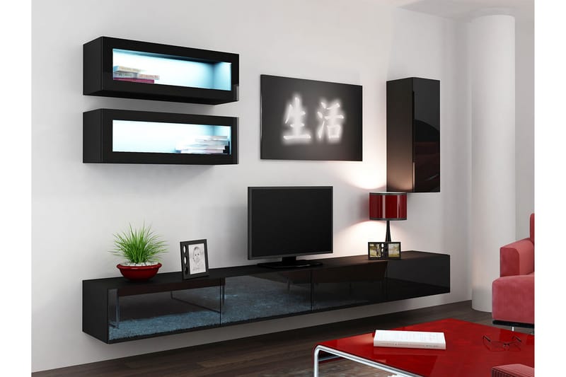 Vigo TV-møbelsæt 280x40x180 cm - Hvid - Møbler - TV borde & mediemøbler - Tv-møbelsæt