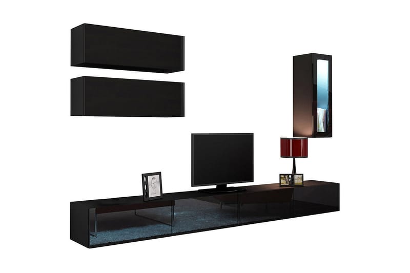 Vigo TV-møbelsæt 280x40x180 cm - Sort / hvid - Møbler - TV borde & mediemøbler - Tv-møbelsæt