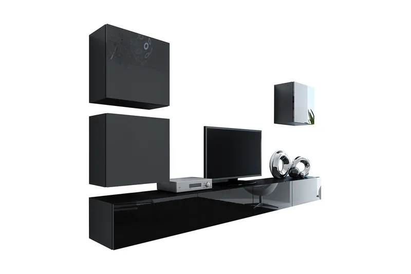 Vigo TV-møbelsæt 280x40x180 cm - Sort / hvid - Møbler - TV borde & mediemøbler - Tv-møbelsæt