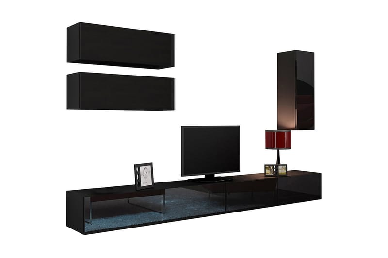 Vigo TV-møbelsæt 280x40x180 cm - Sort / hvid - Møbler - TV borde & mediemøbler - Tv-møbelsæt