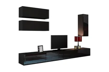 Vigo TV-møbelsæt 280x40x180 cm - Sort / hvid - Møbler - TV borde & mediemøbler - Tv-møbelsæt