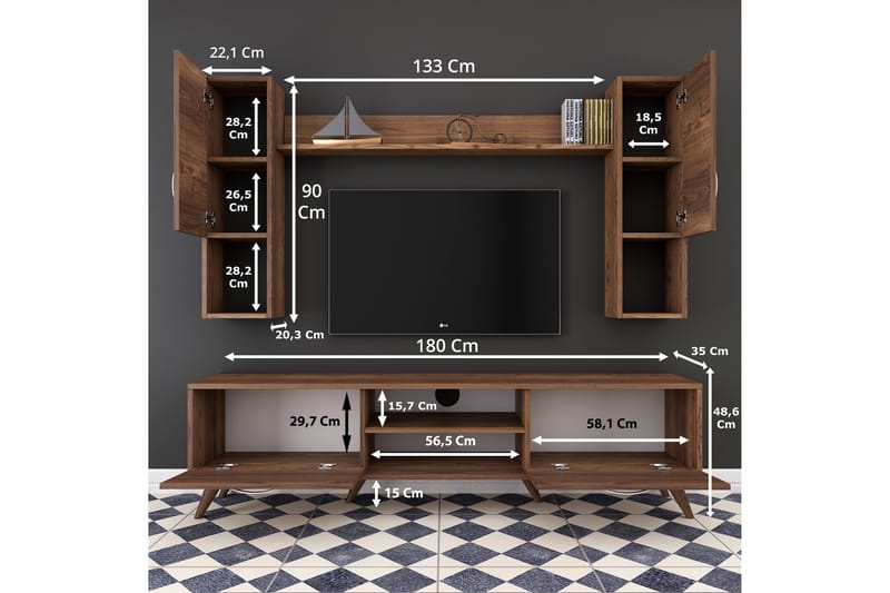 Virkesbo TV-Møbelsæt 180 cm - Brun - Møbler - TV borde & mediemøbler - Tv-møbelsæt