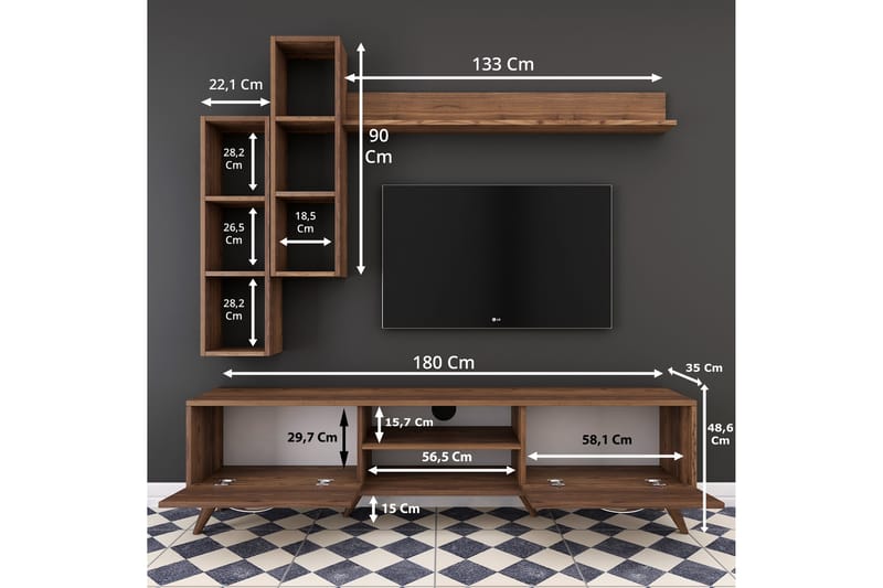 Virkesbo TV-Møbelsæt 180 cm - Brun - Møbler - TV borde & mediemøbler - Tv-møbelsæt