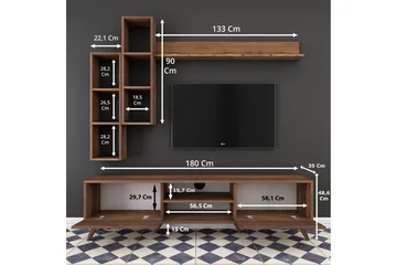 Virkesbo TV-Møbelsæt 180 cm - Brun - Møbler - TV borde & mediemøbler - Tv-møbelsæt