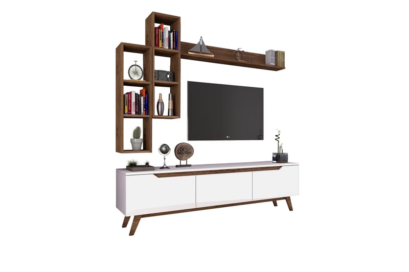 Virkesbo TV-Møbelsæt 180 cm - Hvid / brun - Møbler - TV borde & mediemøbler - Tv-møbelsæt