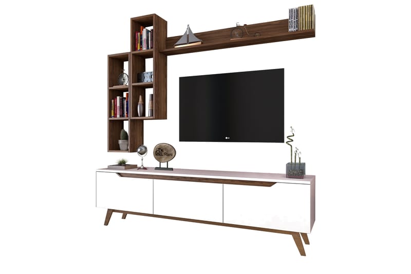 Virkesbo TV-Møbelsæt 180 cm - Hvid / brun - Møbler - TV borde & mediemøbler - Tv-møbelsæt