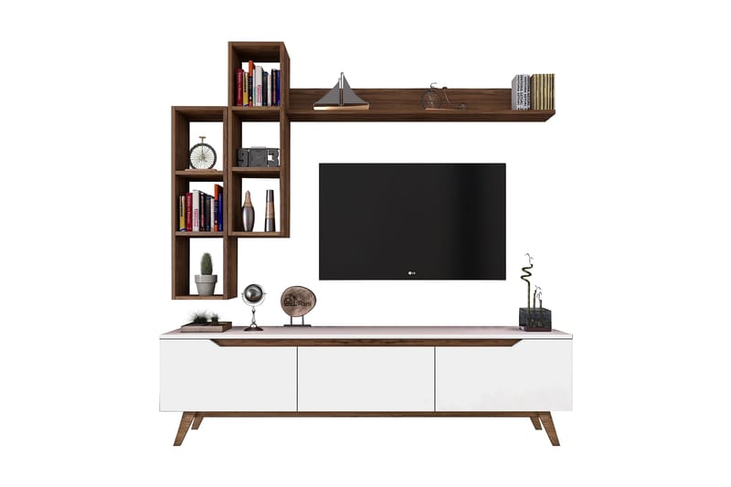 Virkesbo TV-Møbelsæt 180 cm - Hvid / brun - Møbler - TV borde & mediemøbler - Tv-møbelsæt