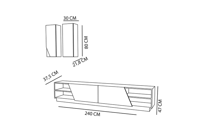 Zebrai TV-bord med skjult opbevaring - Sort / teak - Møbler - TV borde & mediemøbler - Tv-møbelsæt