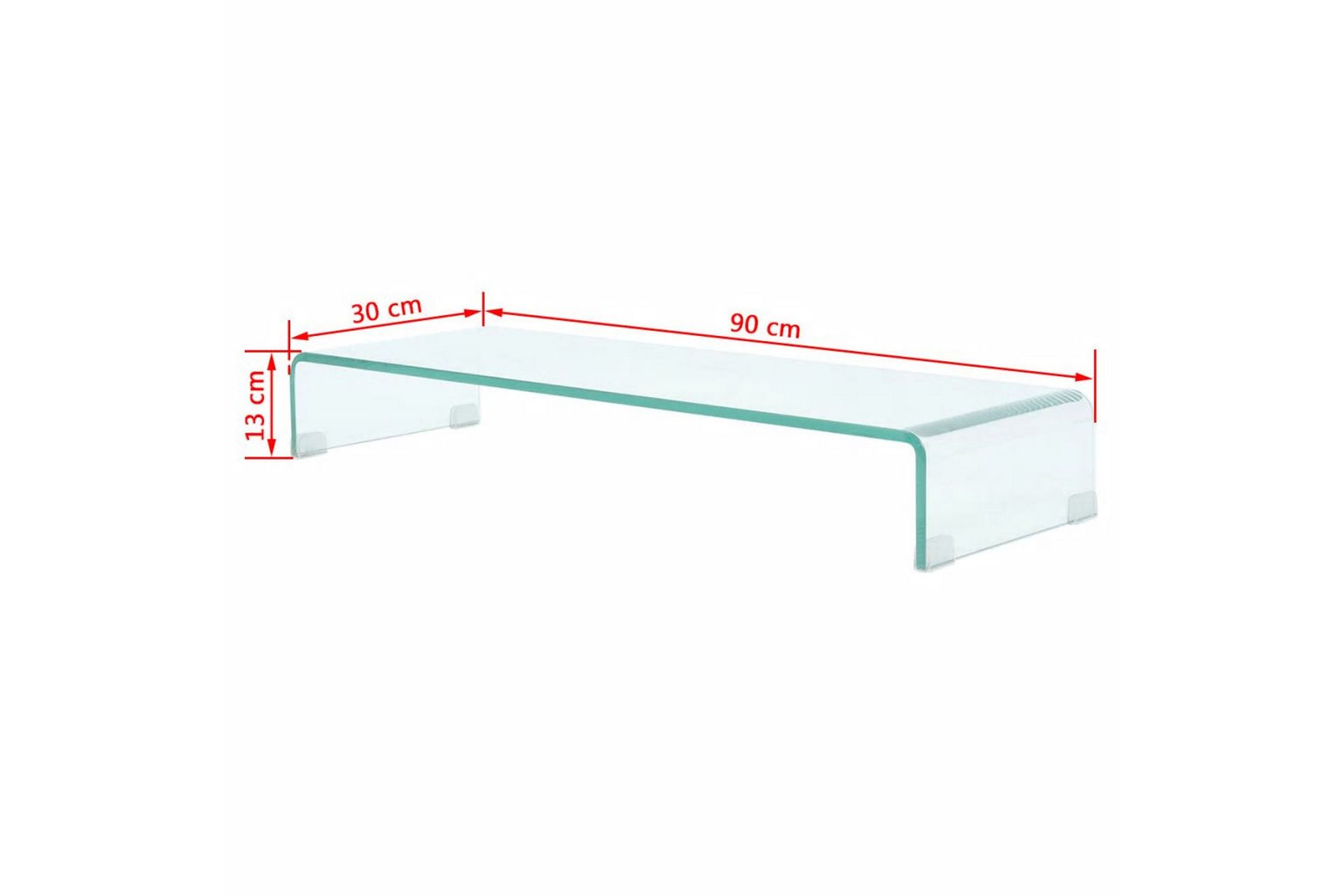 Tv-Stander/Monitorstand Klart Glas 90X30X13 Cm - gennemsigtig - Møbler - TV borde & mediemøbler - TV-reol
