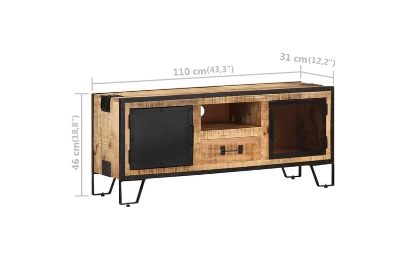 tv-skab 110x31x46 cm ru mangotræ - Flerfarvet - TV-borde