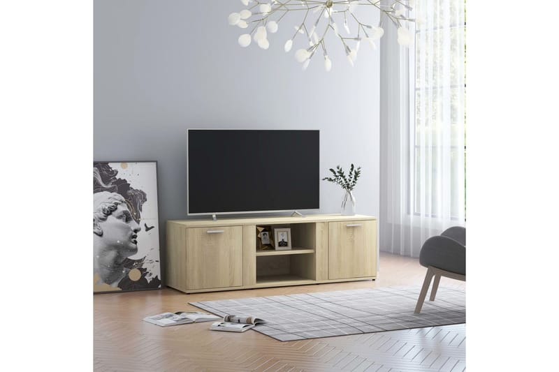 Tv-Skab 120x34x37 cm Spånplade Sonoma-Eg - Brun - TV-borde