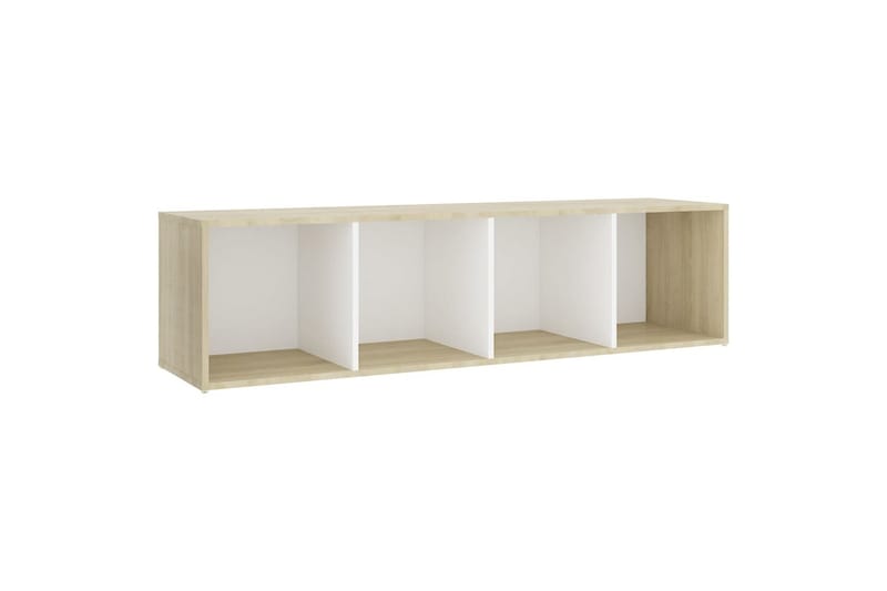 tv-skab 142,5x35x36,5 cm spånplade hvid og sonoma-eg - Beige - TV-borde