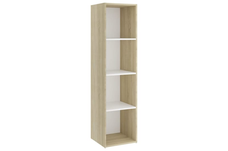 tv-skab 142,5x35x36,5 cm spånplade hvid og sonoma-eg - Beige - TV-borde