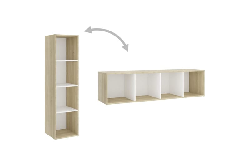 tv-skab 142,5x35x36,5 cm spånplade hvid og sonoma-eg - Beige - TV-borde