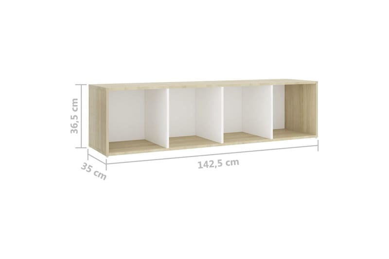 tv-skab 142,5x35x36,5 cm spånplade hvid og sonoma-eg - Beige - Møbler - TV borde & mediemøbler - TV-borde