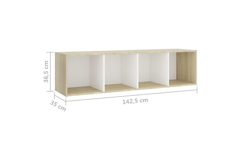 tv-skab 142,5x35x36,5 cm spånplade hvid og sonoma-eg - Beige - TV-borde