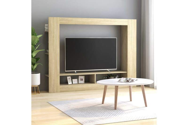 tv-skab 152 x 22 x 113 cm spånplade sonoma-eg - Brun - TV-borde