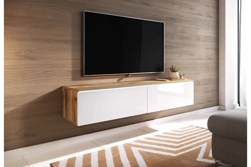 Cuguen Tv-skab 140 cm Hvid LED - Hvid/Natur - Møbler - TV borde & mediemøbler - TV-skab