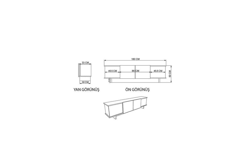 TV-skab Diannare Beige / Valnød - Beige / Valnød - Møbler - TV borde & mediemøbler - TV-borde