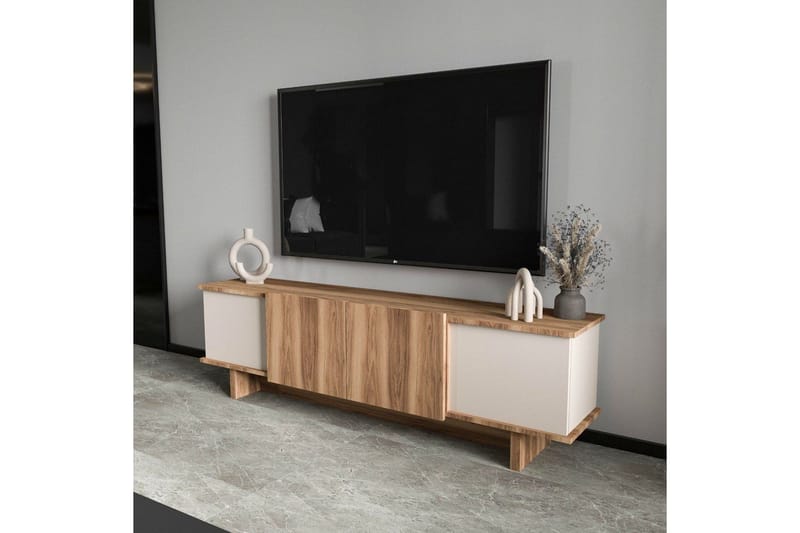 TV-skab Diannare Beige / Valnød - Beige / Valnød - Møbler - TV borde & mediemøbler - TV-borde