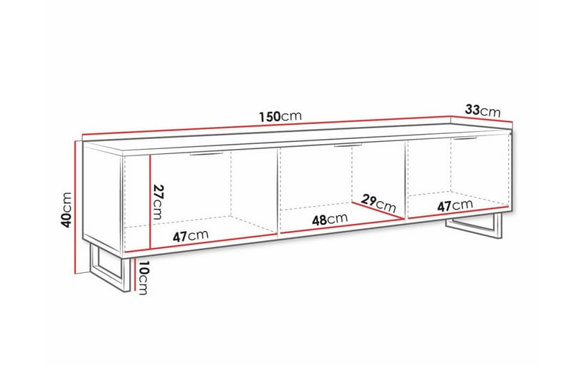Galbally TV-skab 150 cm - Hvid - Møbler - TV borde & mediemøbler - TV-skab