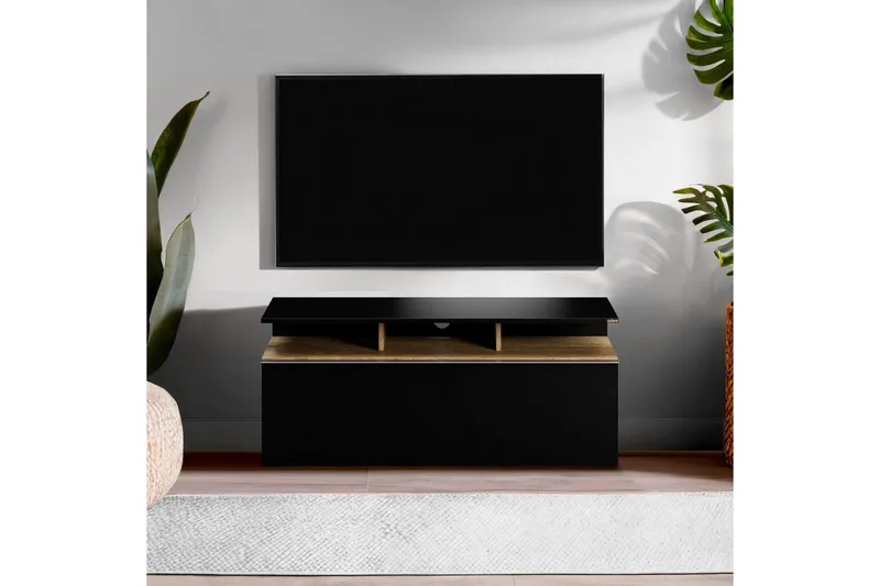 TV-skab Galnor Sort / Valnød - Sort / Valnød - Møbler - TV borde & mediemøbler - TV-borde
