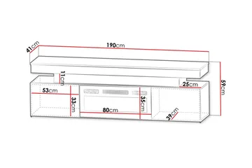 Glenndale TV bord med opbevaring + LED kamin + Belysning 190 cm - Hvid - Møbler - TV borde & mediemøbler - TV-borde