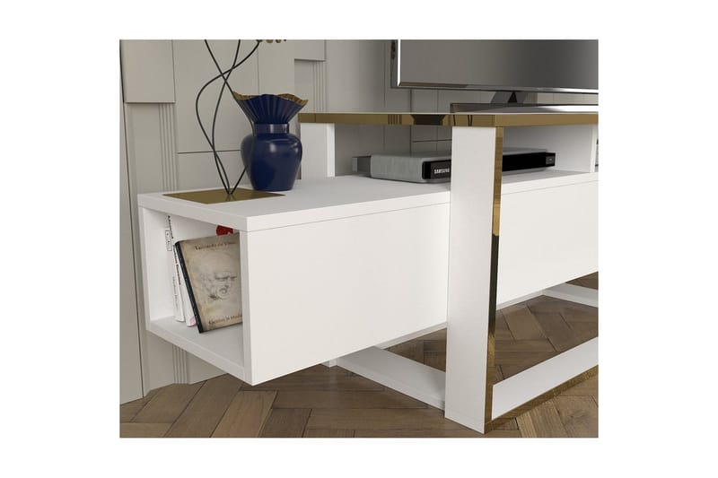 TV-skab Herb hvid / guld - Guld/Hvid - Møbler - TV borde & mediemøbler - TV-borde