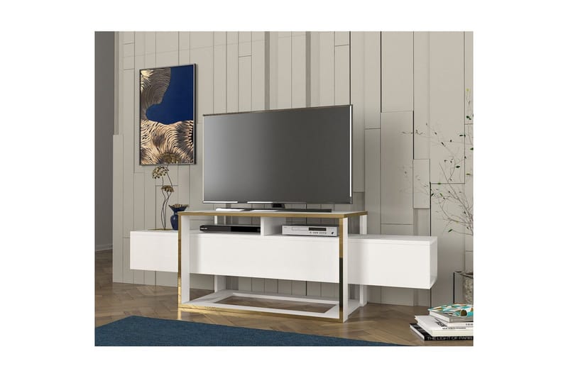 TV-skab Herb hvid / guld - Guld/Hvid - Møbler - TV borde & mediemøbler - TV-borde