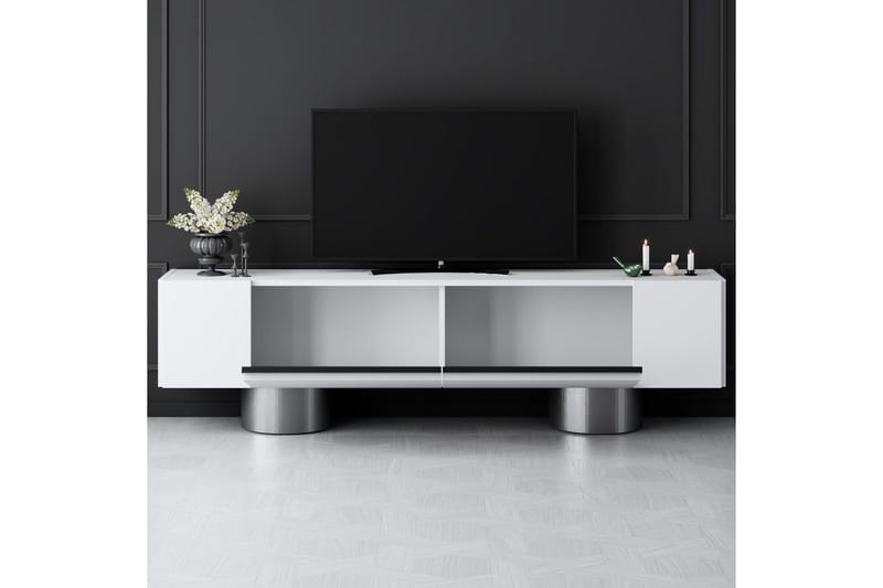 TV-skab Hvid / Sølv - Hvid / Sølv - Møbler - TV borde & mediemøbler - TV-borde