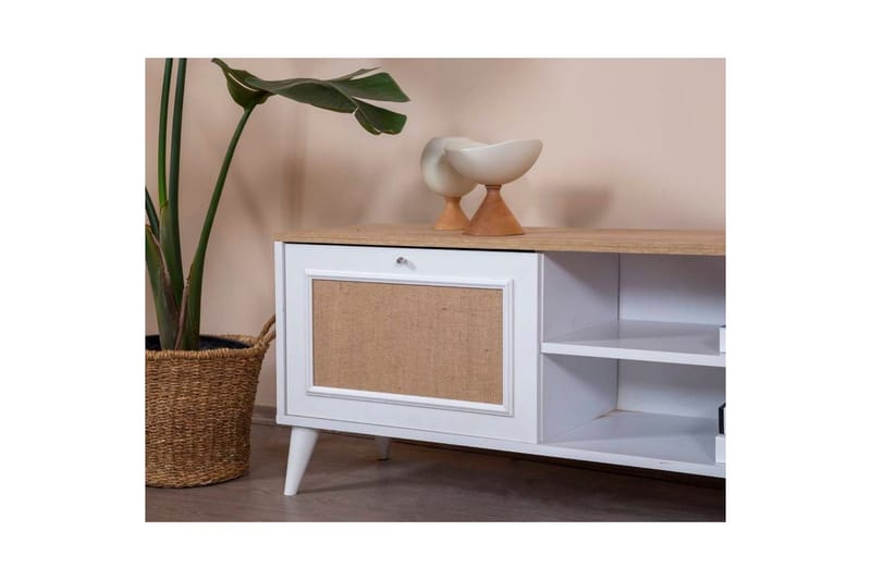 TV-skab Jatinder Hvid / Eg - Natur/Hvid - Møbler - TV borde & mediemøbler - TV-borde
