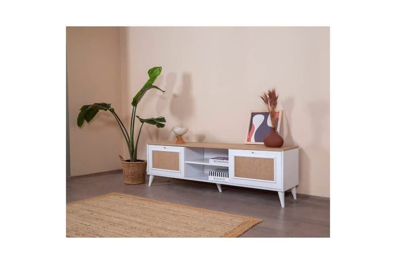 TV-skab Jatinder Hvid / Eg - Natur/Hvid - Møbler - TV borde & mediemøbler - TV-borde