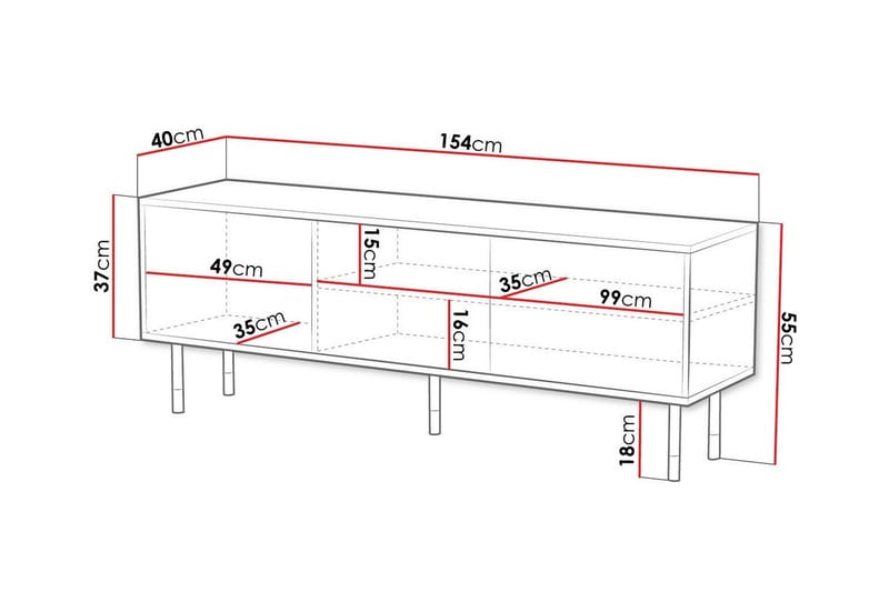 Juniskär Fritstående Tv-bord 154 cm med Opbevaring i Malet Træ - Sort - Møbler - TV borde & mediemøbler - TV-borde