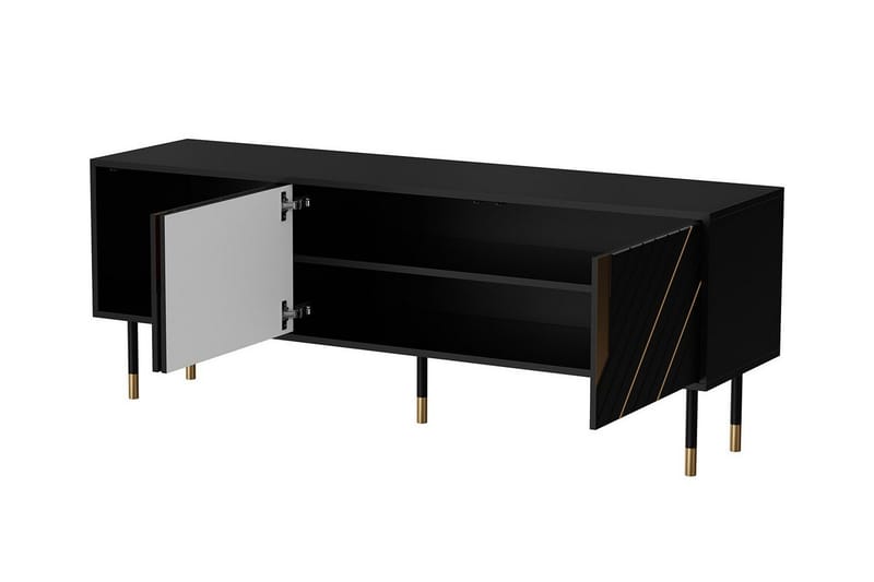 Juniskär Fritstående Tv-bord 154 cm med Opbevaring i Malet Træ - Sort - Møbler - TV borde & mediemøbler - TV-borde