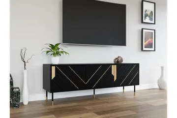 Juniskär Fritstående Tv-bord 154 cm med Opbevaring i Malet Træ - Sort - Møbler - TV borde & mediemøbler - TV-borde
