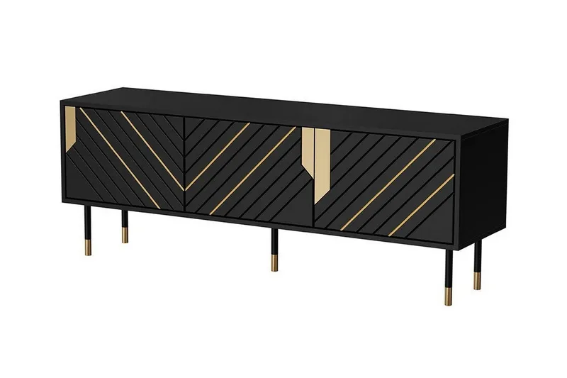 Juniskär Fritstående Tv-bord 154 cm med Opbevaring i Malet Træ, Sort