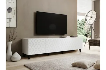 Juniskär Gulvstående Tv Bænk 200 cm med Opbevaring i Laminat Udseende Malet Træ - Hvid - Møbler - TV borde & mediemøbler - TV-borde