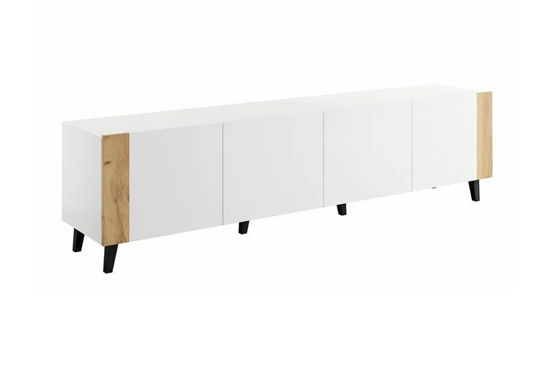 Juniskär Gulvstående Tv-bord 201 cm med Opbevaring i Eg, Hvid