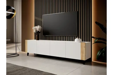 Juniskär Gulvstående Tv-bord 201 cm med Opbevaring i Eg - Hvid - Møbler - TV borde & mediemøbler - TV-borde