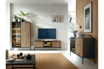 Klinkerville TV-bænk med Belysning 39 cm dyb 56 cm bred - Sort - Møbler - TV borde & mediemøbler - TV-borde