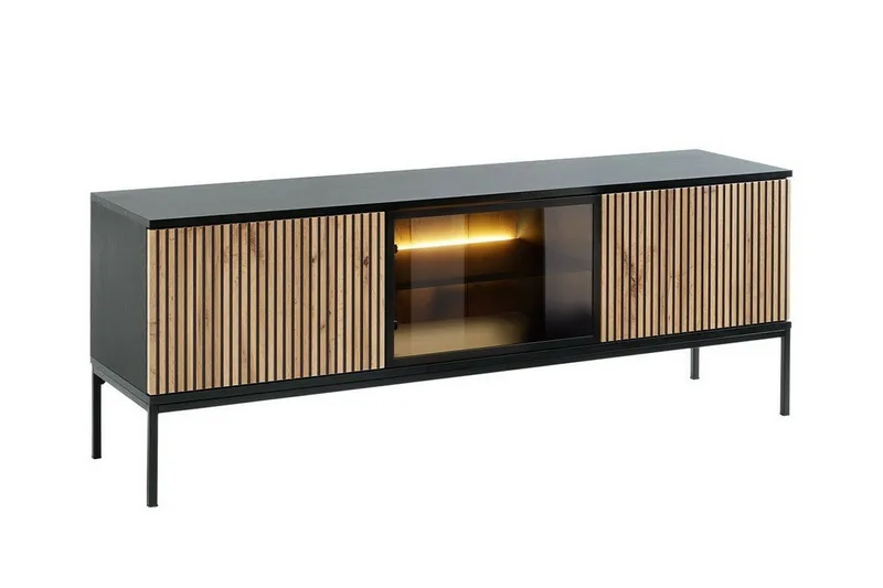 Klinkerville TV-bænk med Belysning 39 cm dyb 56 cm bred, Sort