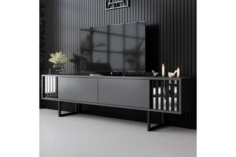 TV-skab Krom Linje Antracit / Sort - Antracit / Sort - Møbler - TV borde & mediemøbler - TV-borde