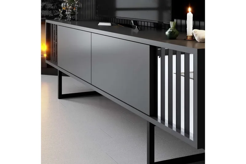 TV-skab Krom Linje Antracit / Sort - Antracit / Sort - Møbler - TV borde & mediemøbler - TV-borde