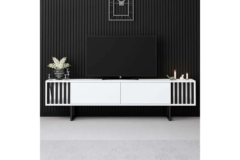 TV-skab Krom Linje Hvid / Sort - Hvid / Sort - Møbler - TV borde & mediemøbler - TV-borde