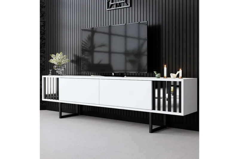 TV-skab Krom Linje Hvid / Sort - Hvid / Sort - Møbler - TV borde & mediemøbler - TV-borde