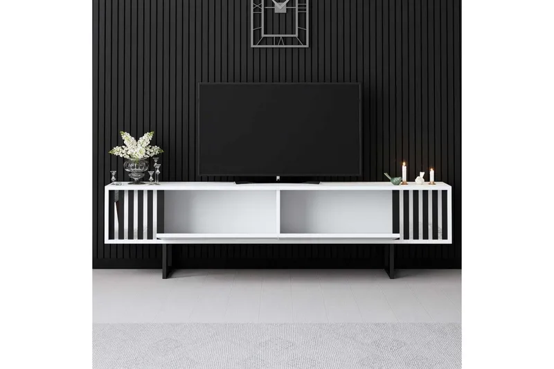 TV-skab Krom Linje Hvid / Sort - Hvid / Sort - Møbler - TV borde & mediemøbler - TV-borde