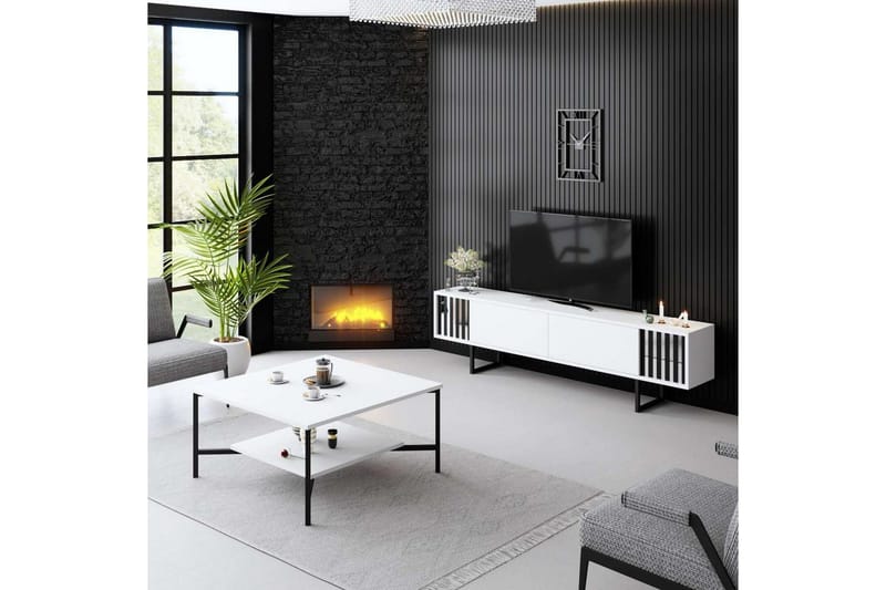 TV-skab Krom Linje Hvid / Sort - Hvid / Sort - Møbler - TV borde & mediemøbler - TV-borde