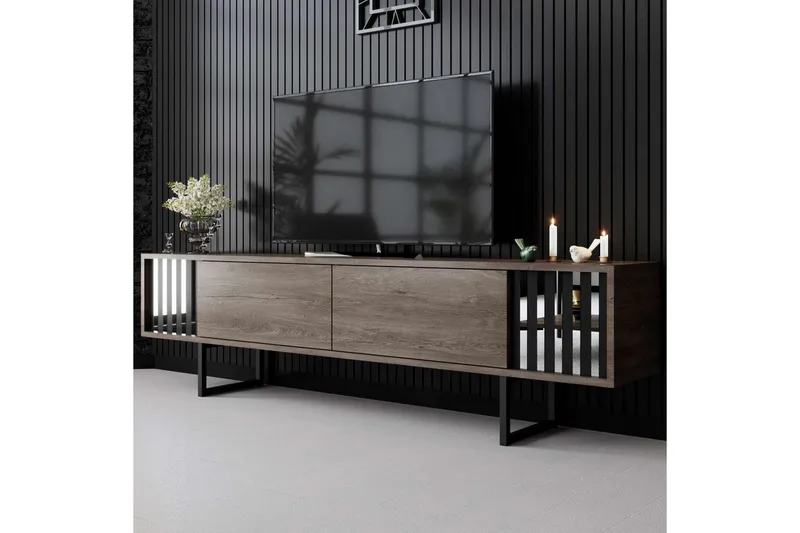 TV-skab Krom Linje Valnød / Sort - Valnød / Sort - Møbler - TV borde & mediemøbler - TV-borde