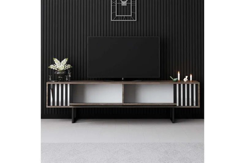 TV-skab Krom Linje Valnød / Sort - Valnød / Sort - Møbler - TV borde & mediemøbler - TV-borde