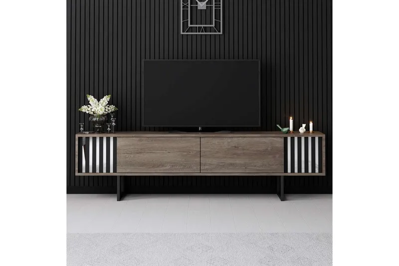 TV-skab Krom Linje Valnød / Sort - Valnød / Sort - Møbler - TV borde & mediemøbler - TV-borde